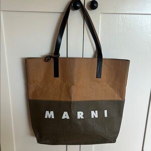 Marni Brown and Green Tote Bag